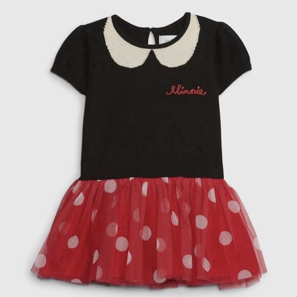 Gap X Disney Minnie Mouse Collar Polka Dot Tulle Tutu Costume Dress 3-6 Months - Picture 1 of 7